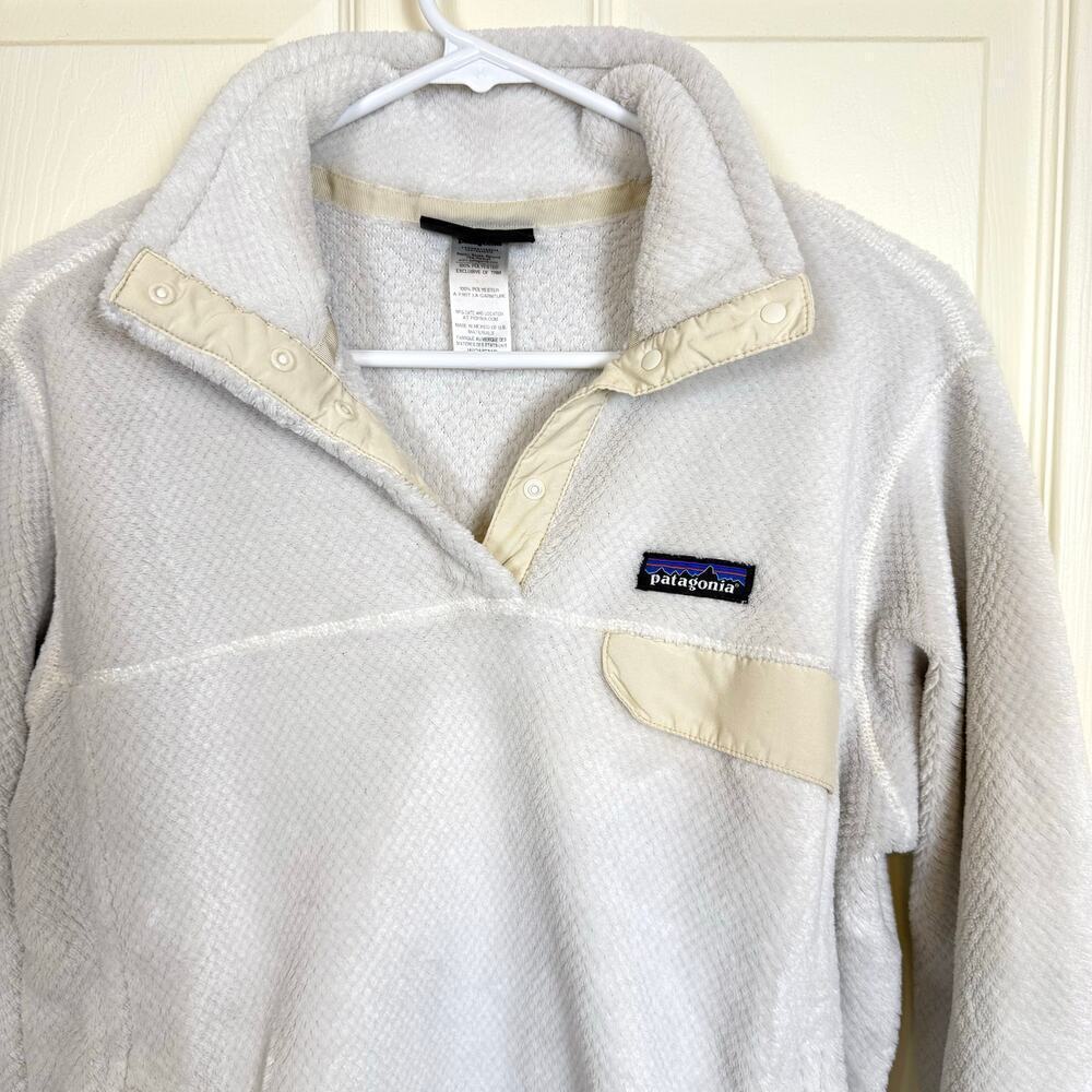 Patagonia Women’s Synchilla Snap-T Fleece Pullover Jacket Off White Quarter Snap - Picture 3 of 4